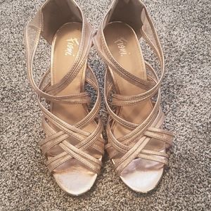 Strappy rose gold heels